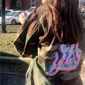 Unemployed Denim- camo jacket- repurposed vintage military jacket- one of a kind